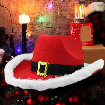 Κομψό Χριστουγεννιάτικο καπέλο χορού Φορητό Χριστουγεννιάτικο καπέλο Άγιου Βασίλη Cowgirl Αντιπαραμορφωμένο Χριστουγεννιάτικο καουμπόικο καπέλο Δημιουργήστε ατμόσφαιρα