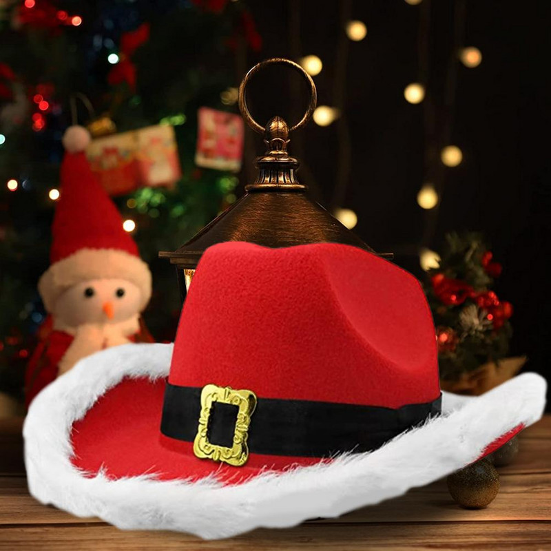 Stiilne jõulumüts Kaasaskantav jõuluvana müts Cowgirl Deformatsioonivastane jõulukauboi müts Loo atmosfääri