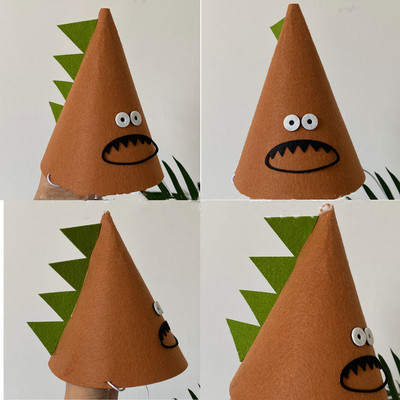 Korea stiilis dinosauruste üllatusväljendus palju õnne sünnipäevaks sünnipäevamüts, beebi sünnipäevapeo riietus rekvisiidid peakatted, fotorekvisiidid