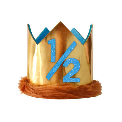 Copii 1-a aniversare Coroana de aur Jungle Baby Shower 1/2 2-a 3-a pălărie Număr albastru Accesorii pentru cap