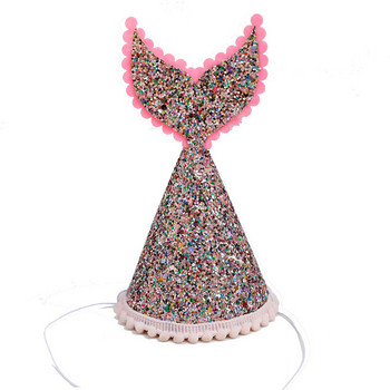 1 τεμ Baby Shower Glittery καπέλο γενεθλίων Κεφαλόδεσμος ροζ μπλε με θέμα Γοργόνα Δώρο για πάρτι γενεθλίων βάπτιση