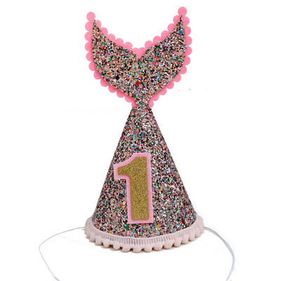 1 tk Baby Shower sädelev sünnipäevamüts Peapael Roosa sinine Teema Merineitsi peakatted Juuksepael Ristimise sünnipäevakingitus