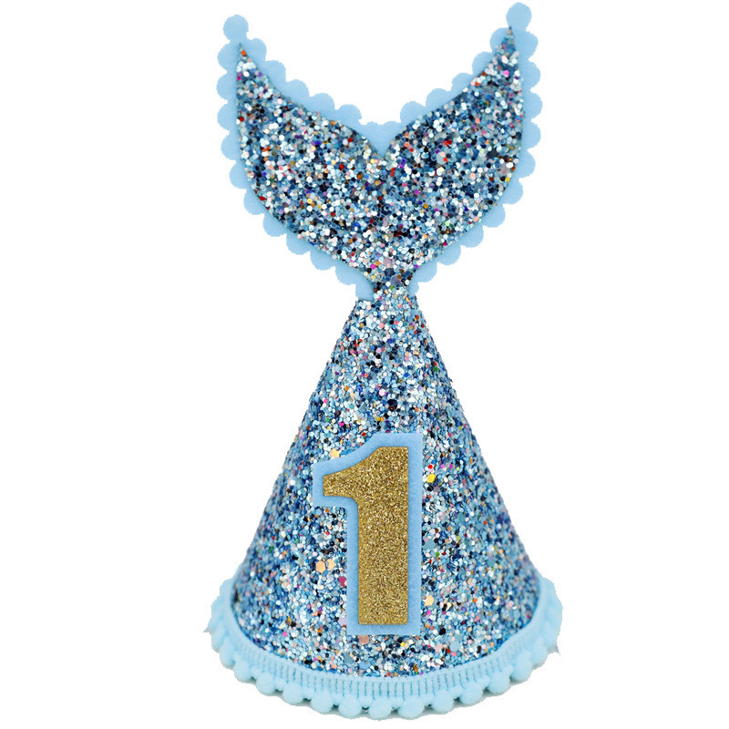 1 tk Baby Shower sädelev sünnipäevamüts Peapael Roosa sinine Teema Merineitsi peakatted Juuksepael Ristimise sünnipäevakingitus