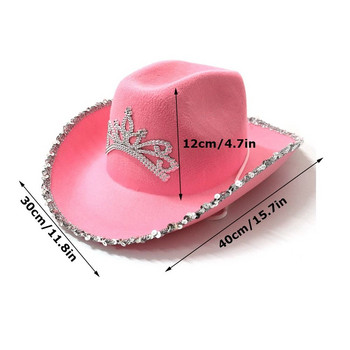 Dress Up Crown Party Wild West Cowgirl Fancy Dress Пухкава шапка с пера Розова каубойска шапка