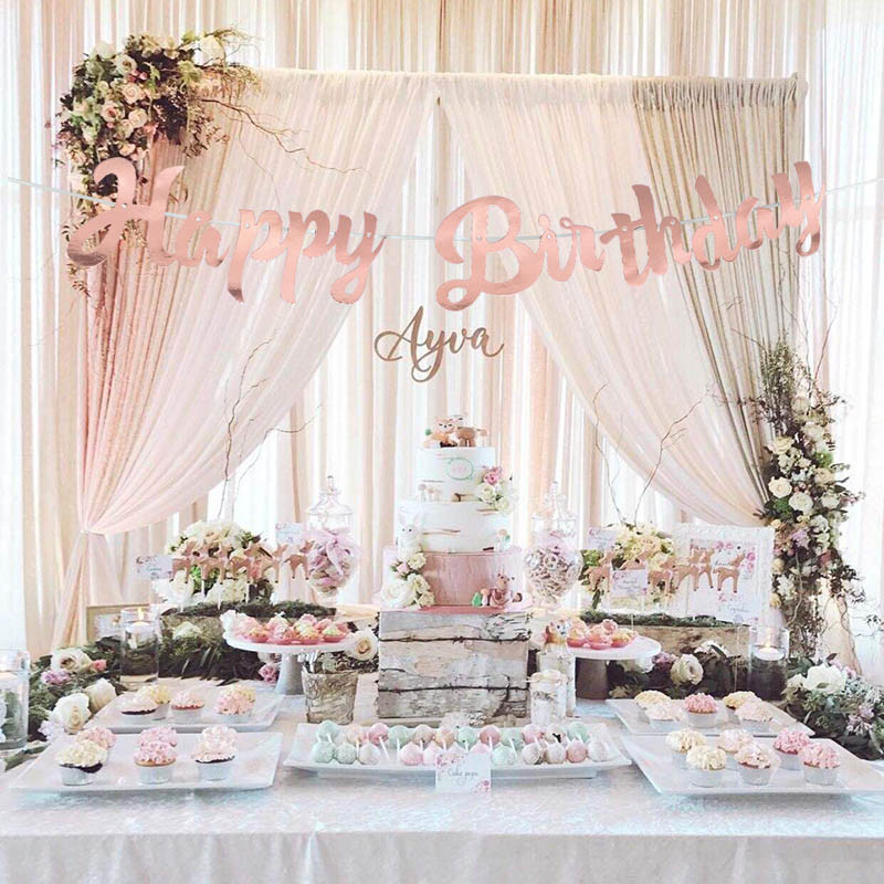 Χρυσό ασημί Χρόνια πολλά πανό Just Married Garland for Wedding Party Κρεμαστά κουκούτσια ONE Kid Birthday Baby Shower Flag διακόσμηση