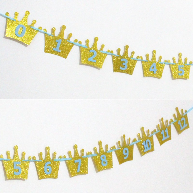 Banner cu sclipici coroană pentru bebeluși de un an Fotografii pentru ziua de naștere a bebelușului de 1 an Drapel care trage coroana Ramă foto Ghirlanda pentru prima zi de naștere