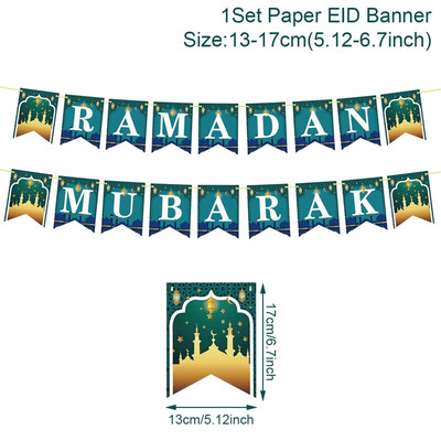 Banner steag Eid Mubarak Decor pentru Ramadan pentru acasă Decor de petrecere islamică musulmană 2023 Ramadan Kareem Eid Al Adha Cadouri DIY