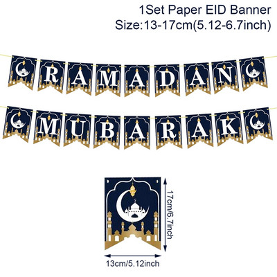 Banner steag Eid Mubarak Decor pentru Ramadan pentru acasă Decor de petrecere islamică musulmană 2023 Ramadan Kareem Eid Al Adha Cadouri DIY