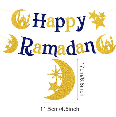 Banner steag Eid Mubarak Decor pentru Ramadan pentru acasă Decor de petrecere islamică musulmană 2023 Ramadan Kareem Eid Al Adha Cadouri DIY