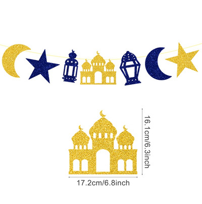 Banner steag Eid Mubarak Decor pentru Ramadan pentru acasă Decor de petrecere islamică musulmană 2023 Ramadan Kareem Eid Al Adha Cadouri DIY