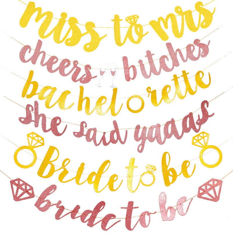 Decorat nunta Mireasa va fi Decorat pentru petrecere burlacilor Banner cu sclipici Accesorii pentru decorare pentru dus de nunta