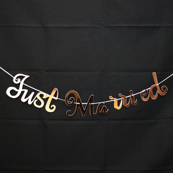 Banner Just Married Gold Glitter Sign Garland for Wedding Bridal Shower Bachelorette Party Decorations Photo Props