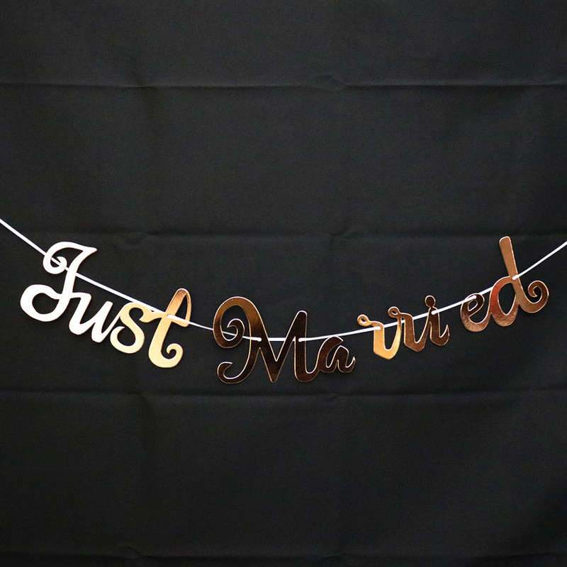 Just abielus bänner Kuldse sädeleva märgi vanik pulmadeks pruutdušš Poissmeestepeo kaunistused fotorekvisiidid