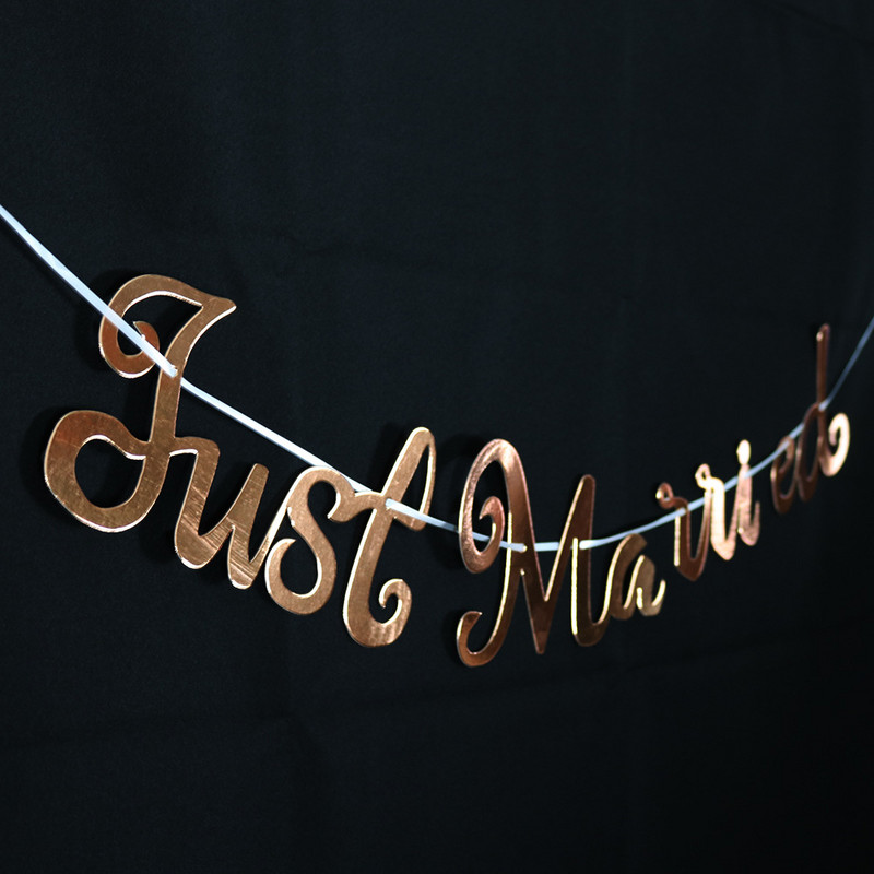 Just abielus bänner Kuldse sädeleva märgi vanik pulmadeks pruutdušš Poissmeestepeo kaunistused fotorekvisiidid