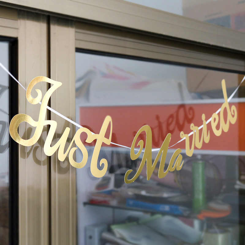 Just abielus bänner Kuldse sädeleva märgi vanik pulmadeks pruutdušš Poissmeestepeo kaunistused fotorekvisiidid