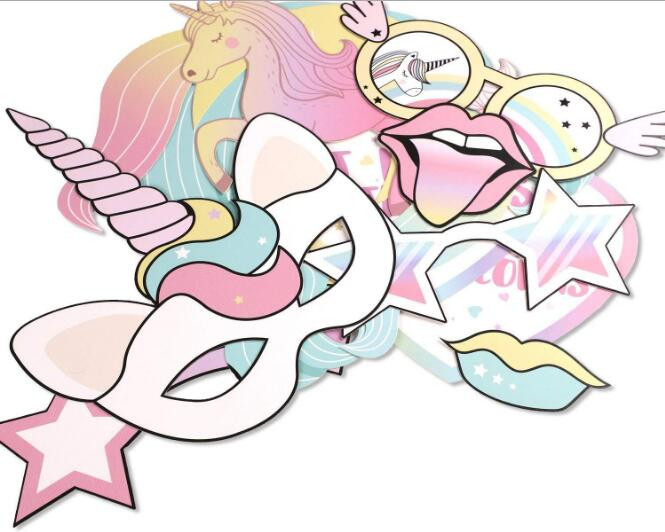30 τμχ/σετ Unicorn Party Photo Booth Props Rainbow Unicornio One 1st First Birthday Party Decoration Party Favor Supplies