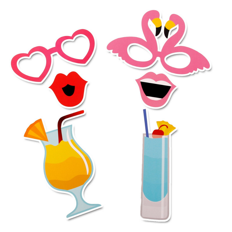 FENGRISE Hawaii Flamingo Photobooth Hawaiian Tropical Vară Găină Photo Booth Recuzită Burlacioară Eveniment de nuntă Decoratiuni de petrecere