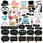 Mr Mrs Just Married Fun Photo Booth Recuzită Mireasă Decorare nuntă Cabina foto Nupțială Duș Eveniment Party Supplies