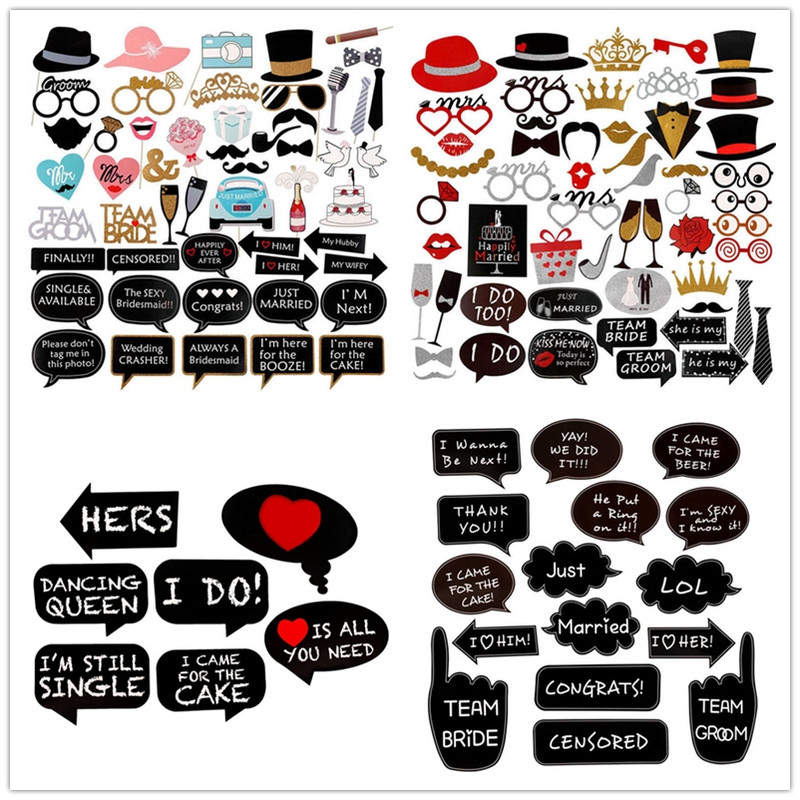 Mr Mrs Just Married Fun Photo Booth Recuzită Mireasă Decorare nuntă Cabina foto Nupțială Duș Eveniment Party Supplies