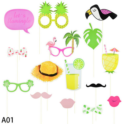 Decorare pentru petreceri din Hawaii, cadru flamingo, cabină foto, cabină foto, ananas, decorație tropicală, accesorii foto pentru fundal pentru petrecere.