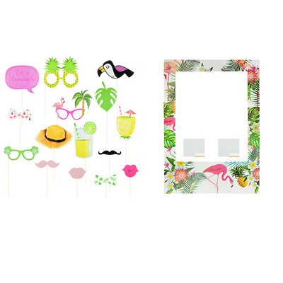 Decorare pentru petreceri din Hawaii, cadru flamingo, cabină foto, cabină foto, ananas, decorație tropicală, accesorii foto pentru fundal pentru petrecere.
