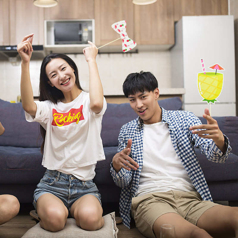 Decorare pentru petreceri din Hawaii, cadru flamingo, cabină foto, cabină foto, ananas, decorație tropicală, accesorii foto pentru fundal pentru petrecere.