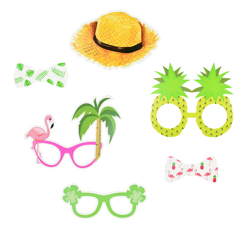 Decorare pentru petreceri din Hawaii, cadru flamingo, cabină foto, cabină foto, ananas, decorație tropicală, accesorii foto pentru fundal pentru petrecere.