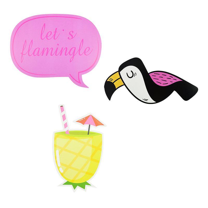 Decorare pentru petreceri din Hawaii, cadru flamingo, cabină foto, cabină foto, ananas, decorație tropicală, accesorii foto pentru fundal pentru petrecere.