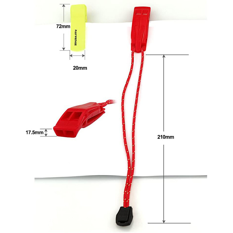 RAYVENGE saugos švilpukas su virvele, skirtas plaukiojimui valtimis, baidarėmis, avariniu išgyvenimu, gelbėjimo liemene, gelbėjimo signalizacija, plaukimu, jūros sportu