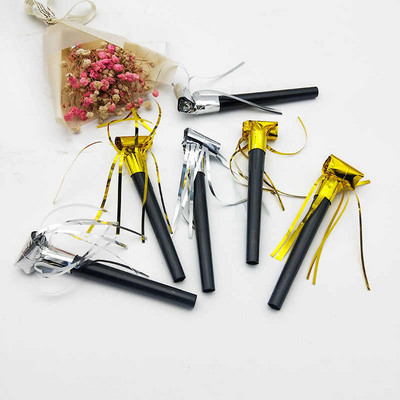 10 vnt/stal. Maži plastikiniai švilpuko popieriniai drakono žaislai Juokingi auksiniai sidabriniai gimtadienio vakarėlio vestuvių dekoravimo reikmenys vaikams