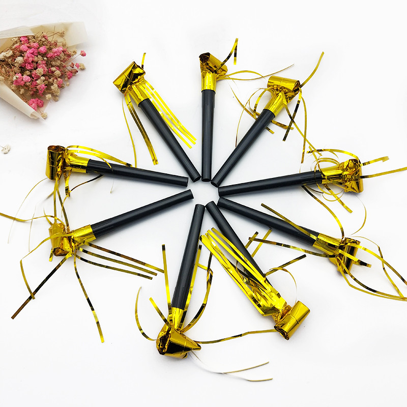 10 vnt/stal. Maži plastikiniai švilpuko popieriniai drakono žaislai Juokingi auksiniai sidabriniai gimtadienio vakarėlio vestuvių dekoravimo reikmenys vaikams