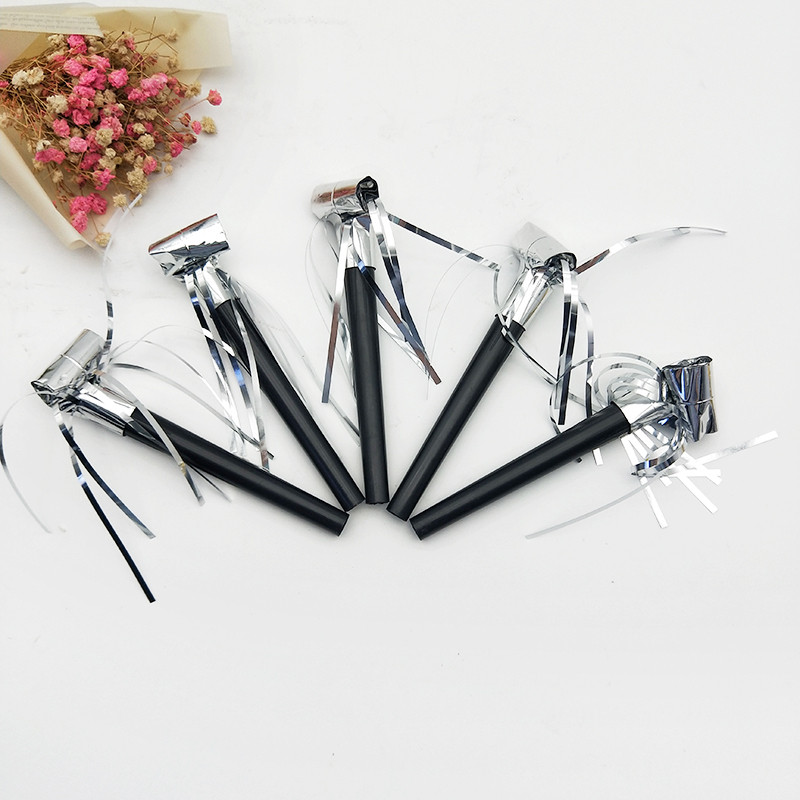 10 vnt/stal. Maži plastikiniai švilpuko popieriniai drakono žaislai Juokingi auksiniai sidabriniai gimtadienio vakarėlio vestuvių dekoravimo reikmenys vaikams