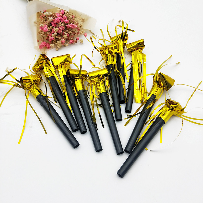 10 vnt/stal. Maži plastikiniai švilpuko popieriniai drakono žaislai Juokingi auksiniai sidabriniai gimtadienio vakarėlio vestuvių dekoravimo reikmenys vaikams