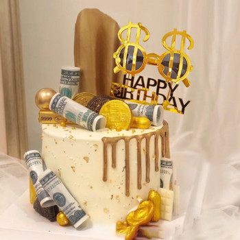 Χρυσό Ασημένιο Δολάριο Πινακίδα Γυαλιά Photobooth Διακόσμηση γενεθλίων Φωτογραφία για πάρτι γενεθλίων Διακοσμητικά γυαλιά πάρτι