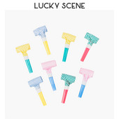 8 tk Värske värvilise triibuga peopuhur, sarve, vileheli tekitaja sünnipäevapeoks S00658