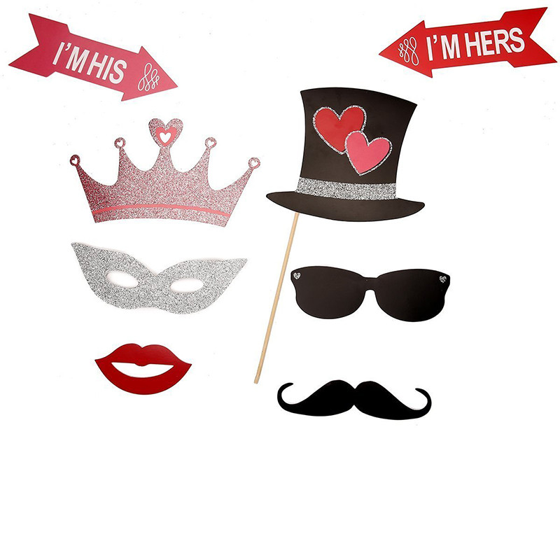 27 tk fotokabiini rekvisiidid, just abiellunud fotokabiini prillid Cupid`s Arrow puuder, naljakas mask peokaunistus pulmateeninduse tarvikud