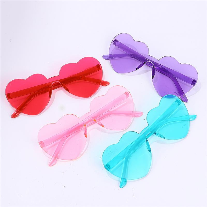 Ochelari de soare Ochelari Inimă Petrecere Ochelari fără montură Ochelari de vedere fără ramă Culoare amuzantă Rochie Bomboane Nuanțate Uv Vintage Vară Copii