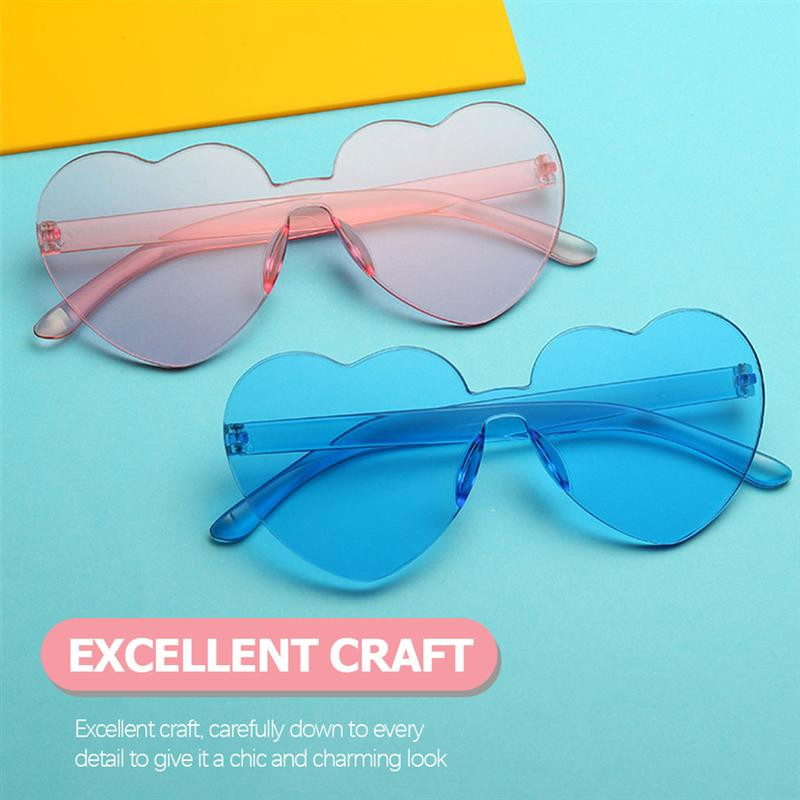 Ochelari de soare Ochelari Inimă Petrecere Ochelari fără montură Ochelari de vedere fără ramă Culoare amuzantă Rochie Bomboane Nuanțate Uv Vintage Vară Copii