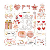 Recuzită pentru cabina foto de zi de naștere, aur roz, aur roz