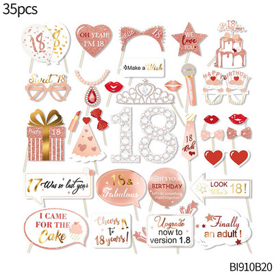 Recuzită pentru cabina foto de zi de naștere, aur roz, aur roz