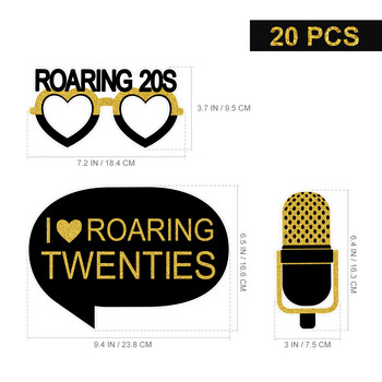 20PCS Photo Props for Photoshoot Photo Booth Photo Props Υπέροχες διακοσμήσεις για πάρτι Gatsby Roaring 20 Roaring 20s Party Decorations