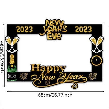 2023 Happy New Year Κορνίζα Cheers Champagne Photo Booth Props Χριστουγεννιάτικες διακοσμήσεις Navidad Προμήθειες για το πάρτι για την παραμονή της Πρωτοχρονιάς