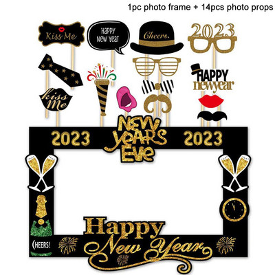 2023 La mulți ani Rama foto Noroc Șampanie Recuzită pentru cabină foto Decoratiuni de Crăciun Rechizite pentru petreceri de Revelion