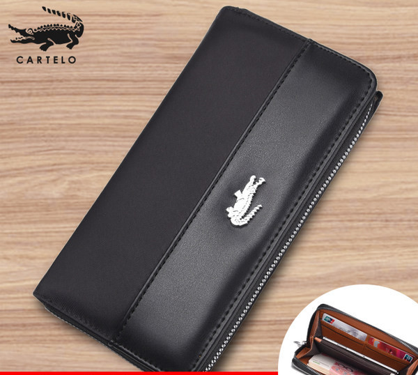 Portofel barbatesc din piele cu decor metalic