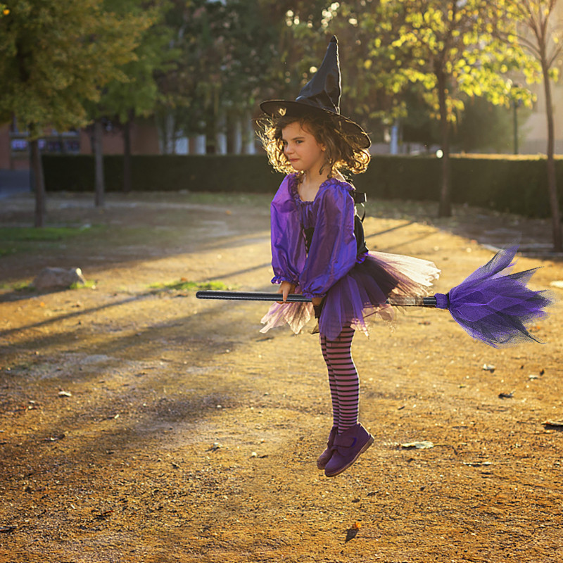 Halloween Witch Broom Handcraft Decorativ Miracle Broom Party Prop pentru Halloween Dance Party Masquerade Cosplay