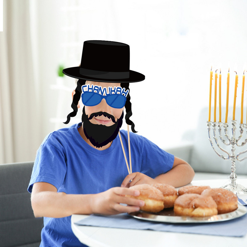 25 gab. Priecīgas Hanukas ballītes dekorācijas DIY fotokabīnes rekvizīti Hanukas tēmas papīra kartītes Fotokabīnes rekvizīti ballīšu priekšrocībām piederumi