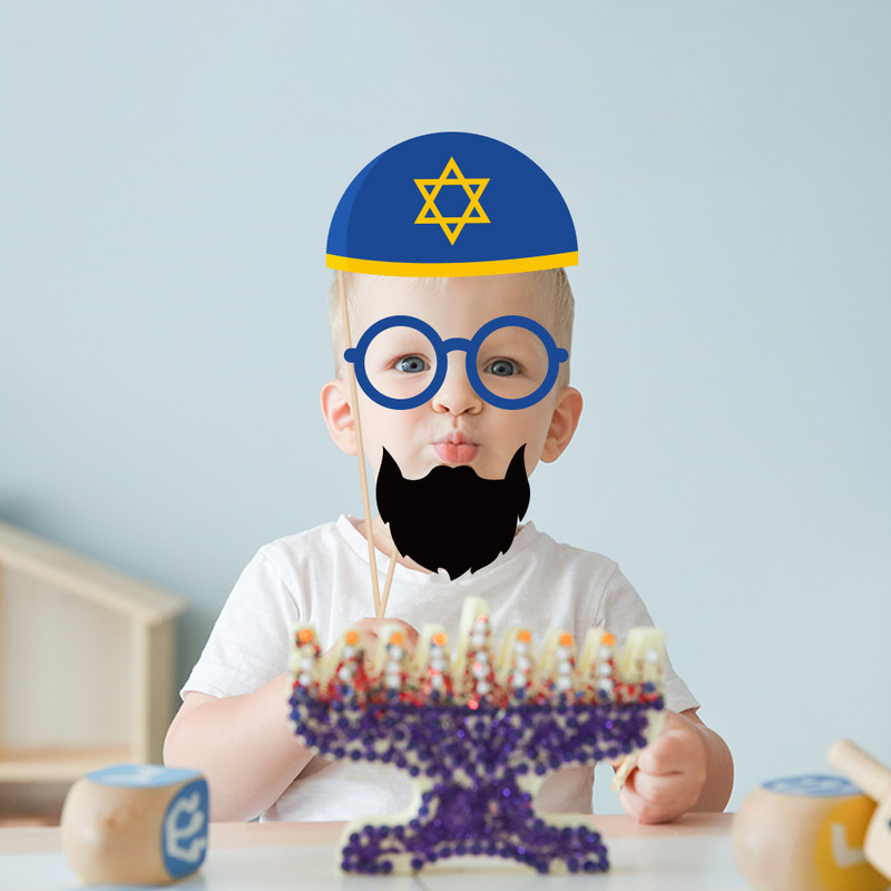 25 gab. Priecīgas Hanukas ballītes dekorācijas DIY fotokabīnes rekvizīti Hanukas tēmas papīra kartītes Fotokabīnes rekvizīti ballīšu priekšrocībām piederumi
