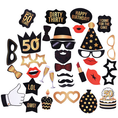 18 30 40 50 60. Születésnapi Party fotó kellékek Fekete arany fotófülke kellékek Felnőtteknek Boldog születésnapot Léggömbök Party dekorációs kellékek