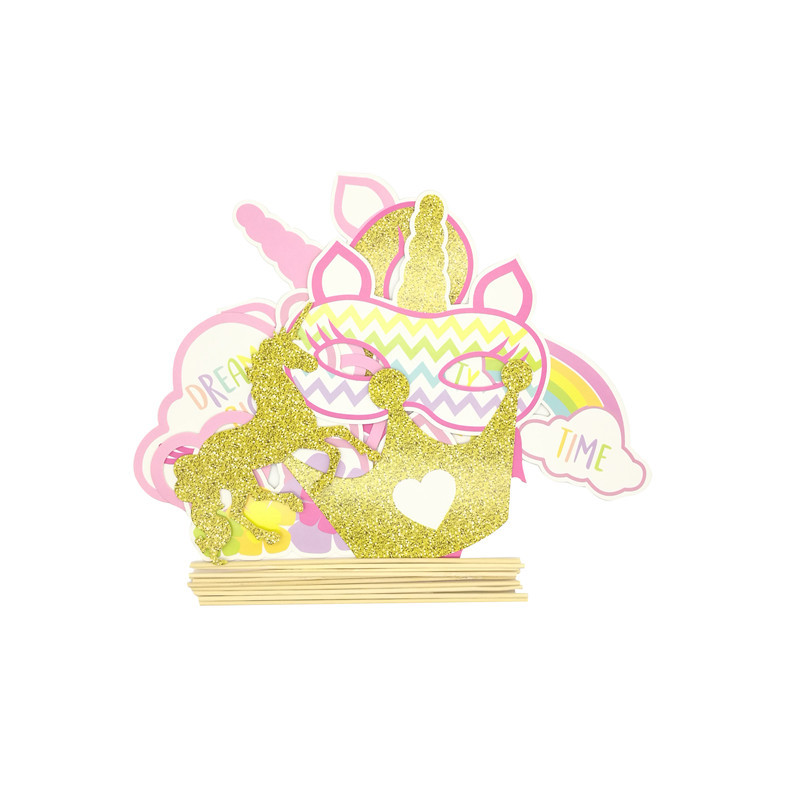 Chicinlife 1 Set Unicorn Party Photo Booth Props Rainbow Unicorn First Baby Shower Happy Birthday Party Decoration Party Supple