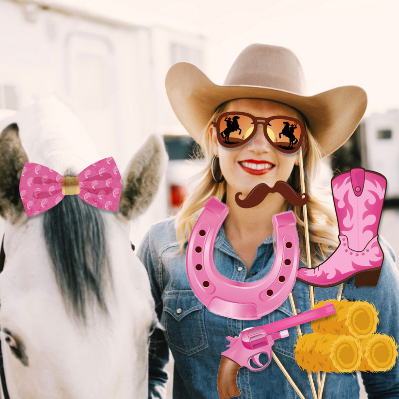 JOYMEMO 25PCS Western Cowgirl Theme Photo Booth Tools Dobrodošli na Divlji zapad DIY foto rekviziti Djevojački rođendanski pribor